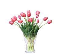 cn-Knight 20 tulipani artificiali, 40,6 cm, tulipani realistici al tatto con foglie finte, tulipani e boccioli finti, per decorazione della casa, centrotavola, ornamento per bouquet da sposa, rosa