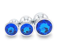 CN-Set Di 3 Giocattoli in Acciaio Inossidabile Con Diamanti Blu Scintillanti, Adatti Al Partner ân&âlṤ Dónna Pl&úg An&àlé bÛ&tt pl&Ûg Am&ǎl pḼ&Ûgs Metalló ân&âl plây pl&ÛgṤ ânâlpl&Ûg Bêginnêr