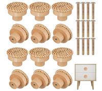 CNAFGBGG 12 pezzi di manopole per armadietti in legno, 1, 57x1, 38 pollici di cassetti a cassetto intrecciato natrual manopole decorative cassetti in legno per il comò per mobili da cucina ..