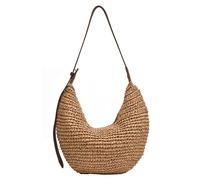 CNAFGBGG Borsa a Mezza da Donna Borsa a Tracolla con Ravioli da Spiaggia 15x13x0, 3 cm in Causale Tracolla in Paglia con Regolabile per le Vacanze Viaggio Vocazione Cachi..