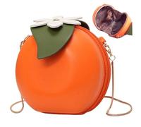 CNAFGBGG Borsa da frutto arancione 6x4x6 pollici sacca da frutta arancione con borsa a forma di fiore e foglia a forma di pura con cinturino facile abbinando carini borse per donne, regali per donne