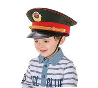 CNAFGBGG Cappello dell'esercito per bambini Cap Cadet Short Brim con Cappello Cadetto di dimensioni gratuite con cinta con badge decorativo per il palcoscenico, cosplay, Halloween..