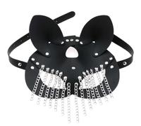 CNAFGBGG Maschera mascherata sexy a metà facciata maschera di gatto in pelle con un nastro lungo comodo e traspirante sexy per punk rock, cosplay, Halloween e altro ancora