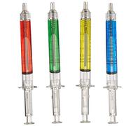 CNAFGBGG Penne a sfera Penne a sfera forma di siringa creativa Pin imitazione Multi funzione Rosso Verde Blu Giallo Inchiostro liquido per la scuola, l'ufficio, la casa 4 pezzi..