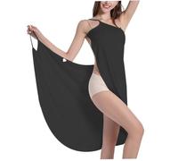 CNAFGBGG Rivestimento invalido in bambù, Asciugamano Senza Schienale spalmato Spaghetti, Abito da Bagno Lungo, Spiaggia Attorno ad Abiti per Donne Nere L.