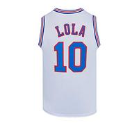 CNALLAR Maglia da Basket da Uomo #10 Lola Space Movie Magliette Bianco/Nero, Bianco, XL