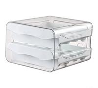 CNANRNANC 1 grande contenitore per uova in plastica con cassetto a doppio strato e design ventilato per l'organizzazione del frigorifero, bianco crema, ideale per uso in cucina