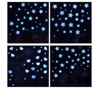 CNANRNANC 4 pezzi Glow in the Dark Stars per soffitto, cuore e stella adesivi da parete per bambini, illuminazione notturna morbida, decorazione per camera da letto, cameretta dei bambini