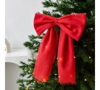 CNANRNANC 76,2 cm realizzato a mano in rete con fiocco, puntale per albero di Natale, decorazione per interni e vacanze, decorazione per feste (rosso scuro)