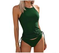 CNANRNANC Bikini Split Tessuto Poliestere Elasticizzato(Green L)