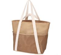 CNANRNANC Borsa da spiaggia di grande capacità, in tessuto Oxford, impermeabile, da viaggio, per donne, uomini, nuoto, picnic, palestra, 37 x 17 x 37 cm (marrone)