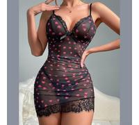 CNANRNANC Camicia da Notte in Tulle con Scollo a V Profondo(Is black XL)