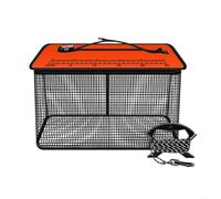 CNANRNANC Cestino per pesci galleggiante, pieghevole, con corda antiscivolo e rete in nylon, per pesca in mare, roccia e ruscello (35 cm, arancione)