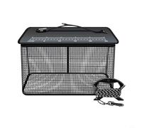 CNANRNANC Cestino per pesci galleggiante, pieghevole, con corda antiscivolo e rete in nylon, per pesca in mare, roccia e ruscello (35 cm, nero)