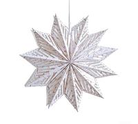 CNANRNANC Decorazioni natalizie da appendere a forma di stella di origami, con cordino di sospensione, ornamenti a lunga durata e poco spazio, per uso stagionale in casa ed eventi (40 cm, rosso bianco