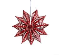 CNANRNANC Decorazioni natalizie da appendere a forma di stella di origami, con cordino di sospensione, ornamenti a lunga durata e poco spazio, per uso stagionale in casa ed eventi (30 cm rosso)