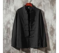 CNANRNANC Giacca Tang Suit Uomo Tradizionale per Kung Fu per tai Chi Wushu Camicia Manica Lunga Collo Alto Cotone Nero M-3XL