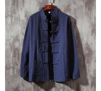 CNANRNANC Giacca Tang Suit Uomo Tradizionale per Kung Fu per tai Chi Wushu Camicia Manica Lunga Collo Alto Cotone Nero M-3XL