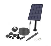 CNANRNANC Kit fontana solare da 5 W 5 V con pannello a terra e ugelli multipli per vasche per uccelli, laghetti da giardino, decorazione esterna e miglioramento dell'habitat acquatico