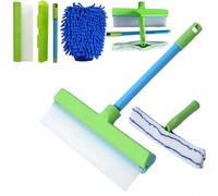 CNANRNANC Kit lavavetri, lavavetri in silicone con ampia lama curva per una pulizia più veloce di specchi, porte della doccia e parabrezza (blu e bianco)