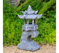 CNANRNANC Lanterna solare stile pagoda con LED ricaricabile per l'illuminazione del sentiero del giardino, materiale in resina e sensore solare automatico per un comodo uso esterno (A)