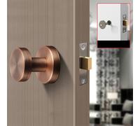 CNANRNANC Serratura invisibile per porta interna con foro singolo laterale e maniglia rotonda, in lega di zinco, per camera da letto o porte da parete sullo sfondo (bronzo rosso)