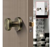 CNANRNANC Serratura invisibile per porta interna con foro singolo laterale e maniglia rotonda, in lega di zinco, per camera da letto o porte da parete sullo sfondo (bronzo)