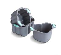 CNANRNANC Set da 3 pezzi in silicone per mousse con cuore quadrato e forme rotonde, teglia antiaderente flessibile, resistente al calore fino a 232 °C, per cottura in casa e celebrazioni