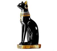 CNANRNANC Statua Bastet Egizia in Resina Nera e Oro(1) | Resina , finitura nera e oro, design egizio , per ideale per decorazioni misteriose