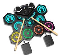 CNAPXAIA Batteria Elettronica Portatile - 9 Pad Batteria Elettrica Arrotolabile Bluetooth con Doppio Altoparlanti Incorporato, Colorato Batteria Strumenti Musicali Regalo per Bambini/Adulti