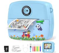 CNAPXAIA Macchina Fotografica Bambini, 2,4 Pollici 1080P Fotocamera Bambini Istantanea con 32 GB Scheda e 3 Carta da Stampa, Giocattoli Regalo per Bambina e Bambino dai 3-12 Anni (Blu)