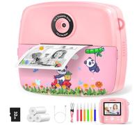 CNAPXAIA Macchina Fotografica Bambini Istantanea, 2,4" 1080P Fotocamera Digitale Bambini con 32 GB Scheda e 3 Rotoli di Carta da Stampa, Giocattoli Regalo per Bambini dai 3-12 Anni (Rosa)