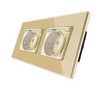 CNBINGO Doppio socket 16 Amp con vetro duro oro, protezione dell'infanzia, materiale resistente al fuoco, versione impermeabile, presa Schuko secondo lo standard UE.