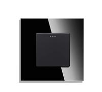 CNBINGO Interruttore a croce rocker a bottone, moderno cristallo nero, pannello da parete elettrico, 1 vano, interruttore a croce