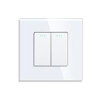 CNBINGO Interruttore a levetta con pulsante, vetro di cristallo moderno bianco, interruttore a doppio flusso luminoso, 1-vie, interruttore a levetta