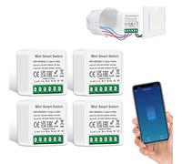 CNBINGO - Interruttore della luce intelligente a 1 via/2 vie, mini interruttore Wi-Fi fai da te, adatto dietro l'interruttore a parete, Smart Switch compatibile con Alexa Echo, Google Home, Smart