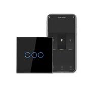 CNBINGO Interruttore della luce Smart Touch per lavorare con Alexa, Google Assistant - Interruttore WLAN da incasso - con pannello in vetro - Interruttore da parete triplo in nero - Conduttore neutro