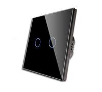 CNBINGO Interruttore dimmer per luci a LED, interruttore della luce touch da incasso, interruttore dimmer doppio in nero, interruttore da parete con pannello in vetro e LED di stato