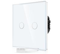 CNBINGO Interruttore dimmer touch da incasso in bianco - doppio dimmer con LED di stato e pannello in vetro - 2 interruttori a parete per luci a LED - Interruttore touch con adattatore gratuito
