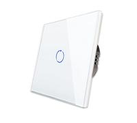 CNBINGO Interruttore luce touch, interruttore singolo bianco, pannello in vetro temperato con retroilluminazione a LED, nessun cavo neutro richiesto, 1 banda 1 via, AC 240 V 500 W