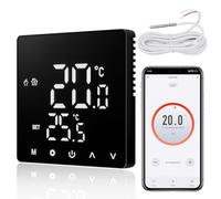 CNBINGO Termostato intelligente da incasso con sonda, termostato digitale per riscaldamento elettrico, compatibile con Alexa e Google Assistant, controllo vocale, nero con cornice in plastica