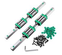 CNCMANS HGR25 - Set di guide lineari, 2 binari lineari HGR25-500 mm, con 4 cuscinetti lineari HGH25CA, blocco di cuscinetti + guida lineare copertura C6 + vite a testa bombata M6 x 16 mm