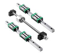 CNCMANS Il set di guide lineari 2 binari lineari HGR20 da 400mm con 4 blocchi scorrevoli + 1 mandrino SFU1605 da 400mm con dado a sfera, supporto finale BF/BK12, accoppiamento, alloggiamento del dado