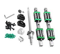 CNCMANS Set di 2 guide lineari HGR20 - 400 mm con blocco scorrevole + mandrino SFU1605 - 350 mm con BF12/BK12, frizione, corpo dado + altri accessori per stampanti 3D CNC