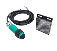 CNCTEC Riflettore fotoelettrico 6-36 Volt DC NPN NC, sensore fotoelettrico Ø 18 mm con specchio fotocellula IR fino a 2 metri (fotocellula riflettente da 2 metri, 2 metri, Ø 18 mm, NPN NC)