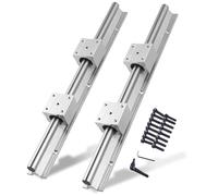 CNCYEAH - Cuscinetti lineari e binario di appoggio SBR12, 2 pezzi, SBR 12-600 mm, 12 mm, cuscinetto lineare, binario, guida, albero + 4 blocchi SBR 12UU, per stampante 3D e macchina CNC