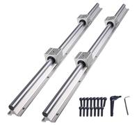 CNCYEAH - Cuscinetti lineari e binario di appoggio SBR12, 2 pezzi, SBR 12-800 mm, 12 mm, cuscinetto lineare, binario, guida, albero + 4 blocchi SBR 12UU, per stampante 3D e macchina CNC