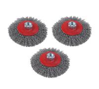 CNCYEAH Set di 3 spazzole coniche ondulate, M14, 115 mm, spazzola per disco, smerigliatrice angolare, spazzola metallica per lucidatura, scrigno e sbavatura