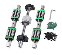 CNCYEAH Set di guide lineari HGR20 - 600 mm con blocco scorrevole + mandrino sferico SFU1605 - 550 mm binario lineare con dado sferico, BF/BK12, DSG16H, frizione + accessori per CNC