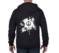 Cnd Pace Simbolo Felpa Cappuccio e Zip Intera - Politici Hippie Festival T-Shirt
